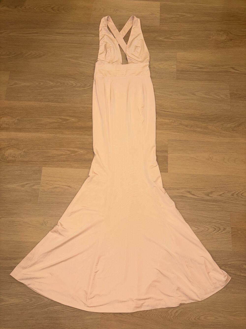 House of CB London "miacova" peach jersey plunge maxi formal dress size S